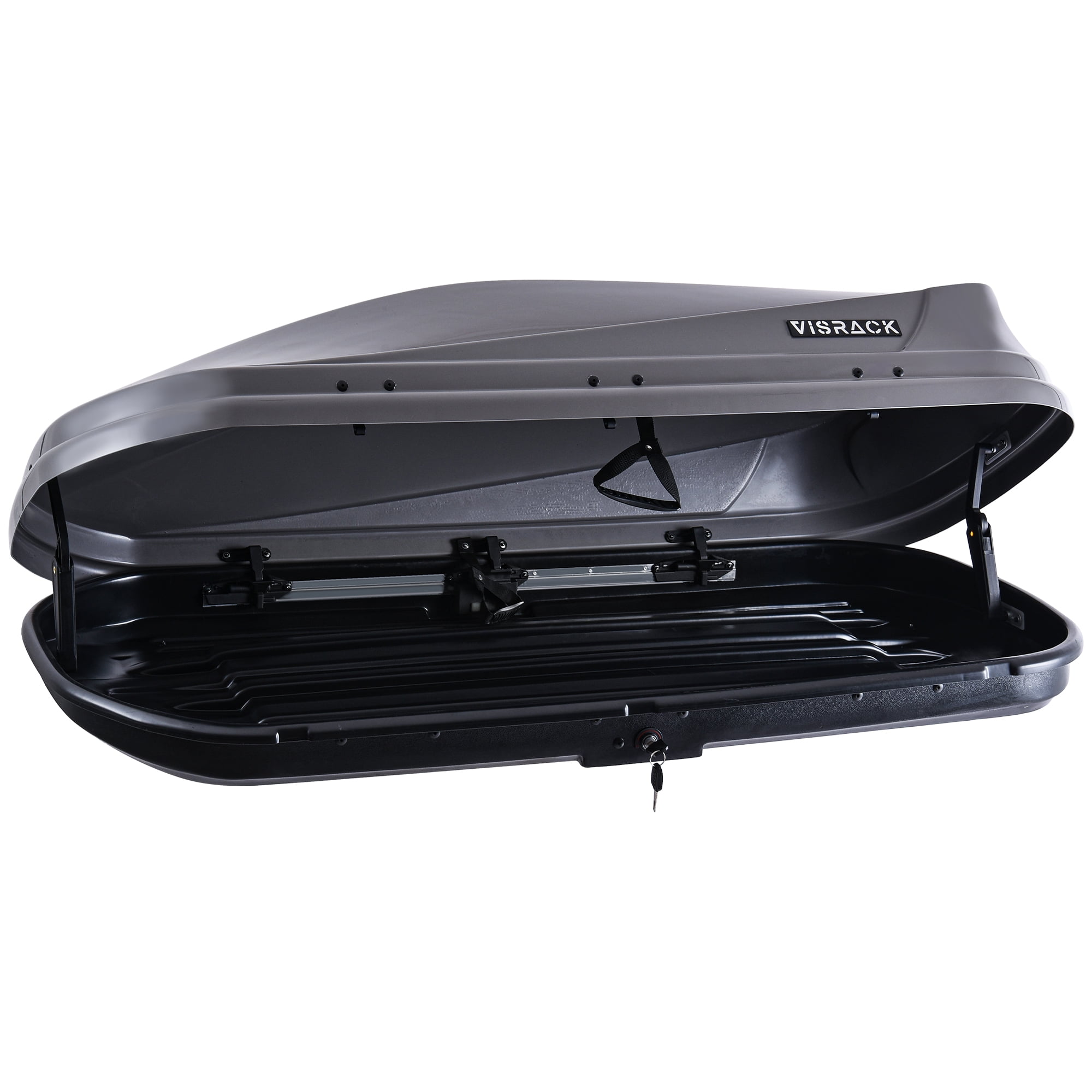 VISRACK Durable Dual Side Opening Hard Shell Rooftop Cargo Box 13 Cubic Feet 130 lbs Capacity ABS PC Construction Tool Free Removable Installation with Security Lock Walmart