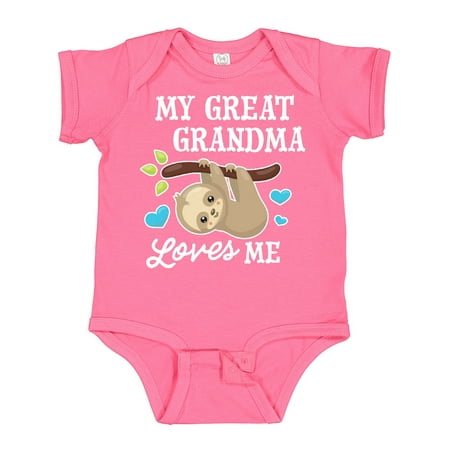 

Inktastic My Great Grandma Loves Me with Sloth and Hearts Gift Baby Boy or Baby Girl Bodysuit