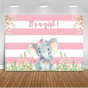 Elephant Baby Shower Backdrop Pink Elephant Floral Birthday Elephant Baby Shower Backdrop Pink Elephant Floral Birthday