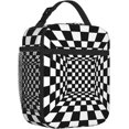 thumbnail image 2 of Lunch Bag Trippy Checkerboard Insulated Lunch Box Reusable Leakproof Cooler Tote For Women Men Adult With Bottle Holde For Work Office Travel Picnic, 2 of 6