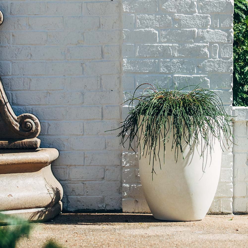 Ash & Ember 18" Laurel Satin Ivory Planter, Lightweight Fiberstone Composite with Weather-Resistant Finish