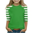 thumbnail image 2 of NAISIBABY Girls Long Sleeve Tops, Fashion Striped Casual Round Neck Pullover T-Shirt Green 5T, 2 of 7