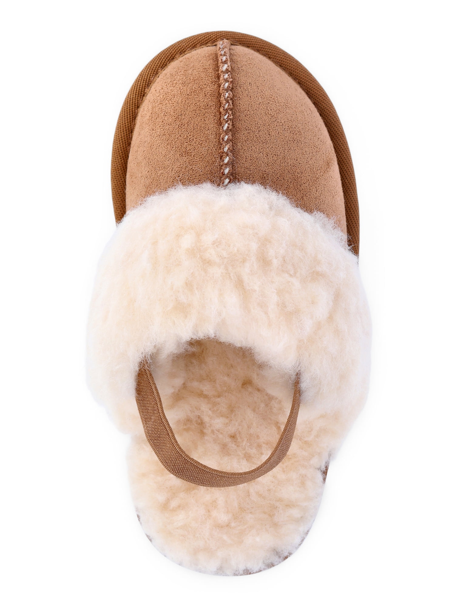 Pawz Girls Faux Shearling Slippers with Slingback Strap