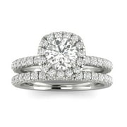 1.00ctw Diamond Halo Bridal Set Engagement Ring in 14k White Gold (1.00ctw,I2-I3, G-H)