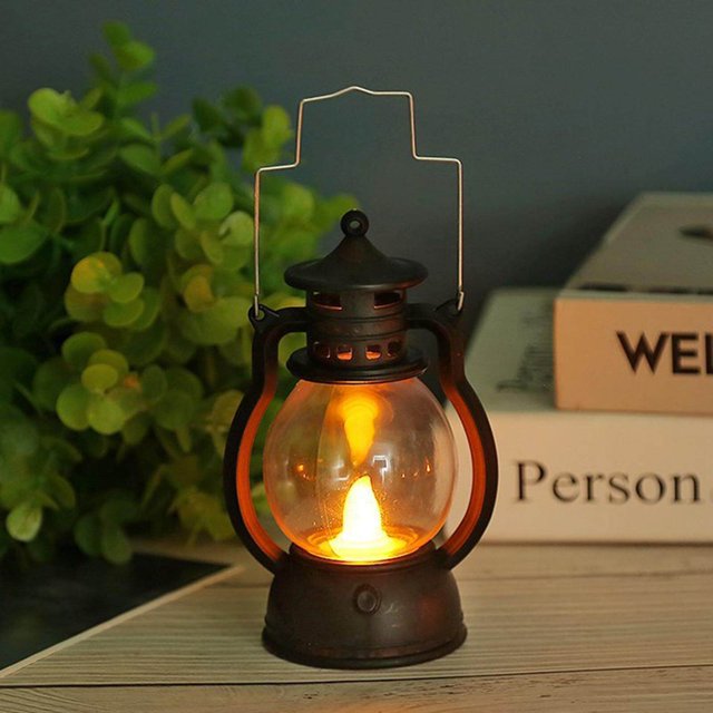 tredstone Lantern LED Oil Lamp Table Porch Cabin Winery Light Black