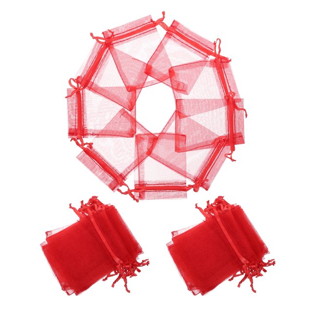 unbranded 100Ud Bolsa De Organza Roja Para Empaque Con Cordón Para Joyería Y Eventos