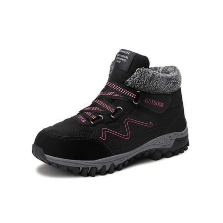 Tanleewa Womens Winter Snow Boots Warm Fur Lined Anti-Slip Ankle Booties Outdoor Walking Shoes Non-Slip Trekking