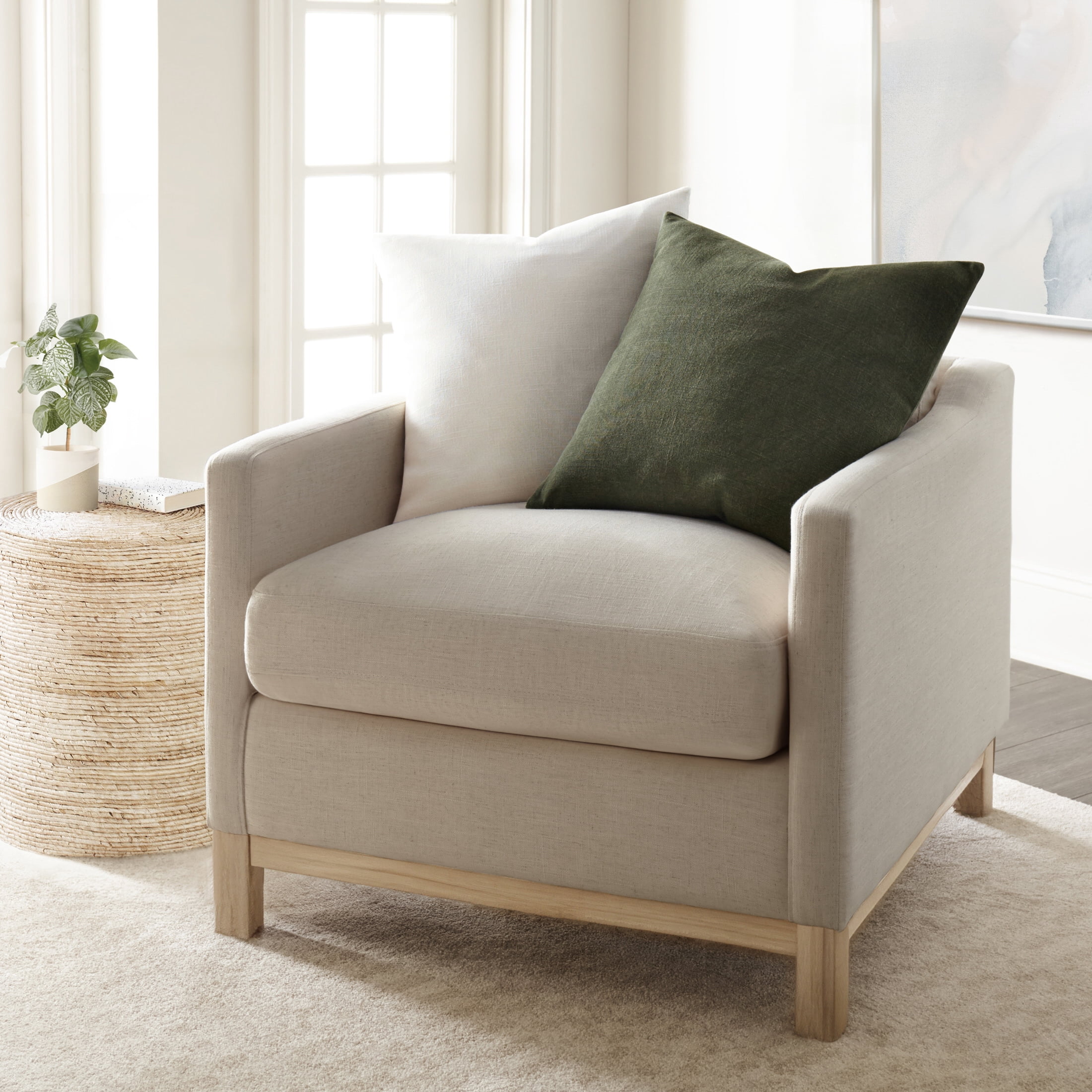 Stone Washed Throw Pillows in Distressed Cotton Solid Olive Gree by Comfort Canopy