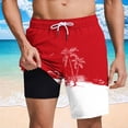 thumbnail image 4 of TKKCS Mens Graphic Swim Trunks With Compression Liner- Summer Casual Quick Dry Elastic Drawstring Waist Vacation Lightweight Beach Board Shorts With Pockets Red Size M, 4 of 8