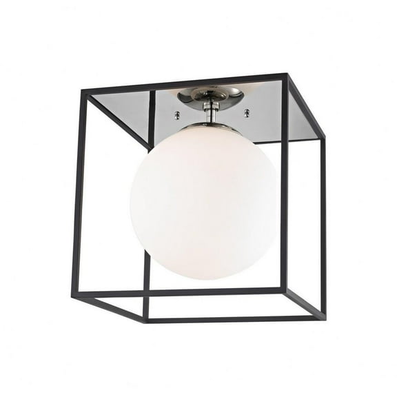 -One Light Large Flush Mount in Style-14 inches Wide By 14 inches High-Polished Nickel/Black Finish Bailey Street Home 735-Bel-2692944