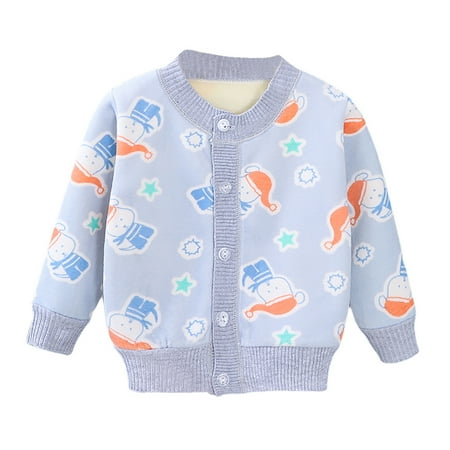 

Toddler Boy Girl Kids Cartoon Knitted Warm Sweater Fleece Cardigan Coat Outwear