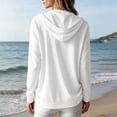 thumbnail image 6 of Cowsor Womens Hooded Button Down Cardigans Long Sleeve Drawstring Hood Side Pockets Solid Color Relaxed Fit Soft Knit Breathable Casual Layering Sweater Tops, 6 of 7