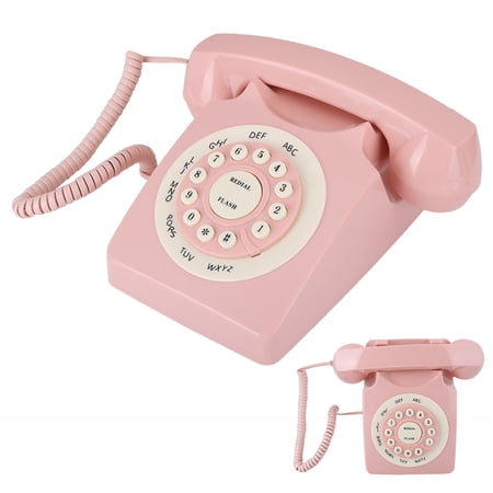 M Buder Vintage Telephone High Definition Call Quality Retro Wired Landline Desk Telephone for Home Office Pink Decor, 9.4 x 6.3 x 6.3 Inches / 24.0 x 16.0 x 16.0 cm