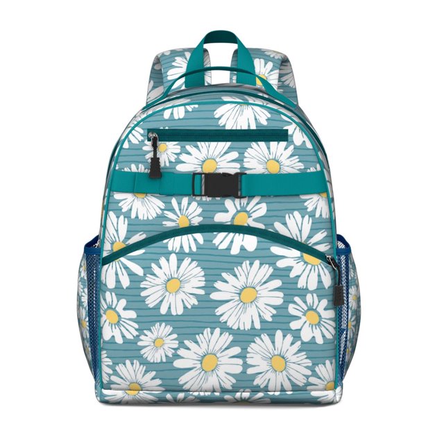 Retro Boho Daisy Bloom Backpack for Student Adjustable Padded Straps Lightweight School Backpack with Chest Buckle Water-resistant Durable Design