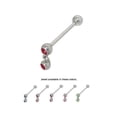 thumbnail image 1 of Tongue Ring with Dangle Double Gem Bead, 1 of 5