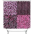 thumbnail image 2 of 4PCS/Set Hot Pink Leopard Print Shower Curtain, Black and White Zebra Print Wildlife Safari Animal Skin Stripe Fashion Women Girly Bathroom Decor, Non-slip Bath Mat Toilet Rug, Cheetah & Zebra, 2 of 7