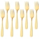 thumbnail image 1 of Tenedor de pastel de acero inoxidable, tenedor de fruta de 3 puntas, juego de tenedor dorado de 8 piezas, pulido de espejo, ideal para postres de fiesta de boda, 1 of 8