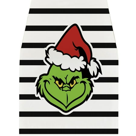 

Cuoff Christmas Pink Grinch Grinchmas Table Runner Merry Christmas Whoville Winter Holiday Party Fireplace Kitchen Dining Room Home Decor Room Decor