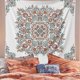 thumbnail image 2 of ZHAOCHENG Tapiz de pared con diseño de mandala y flores: tapiz bohemio hippie blanco con estampado floral esbozado, 2 of 5