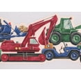 thumbnail image 1 of Pelle Rétrocaveuse Camion Voiture Enfants Papier Peint Frontière Retro Design, Rouleau 15' x 9", 1 of 3