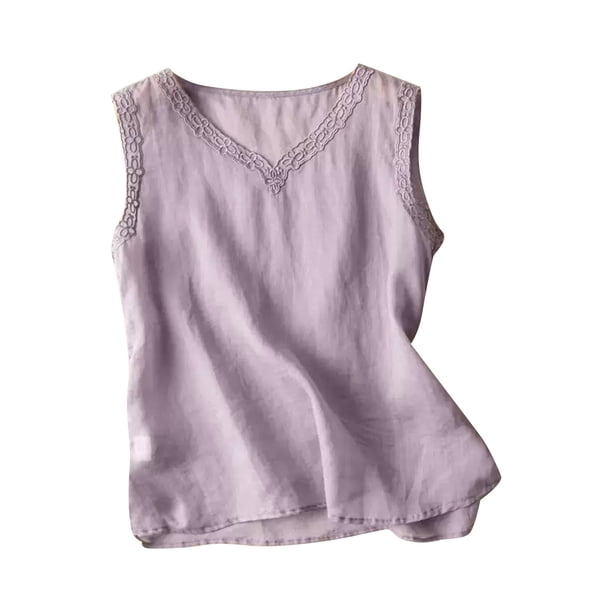 Casual Camisetas de Manga Corta para las Mujeres Cuello Redondo Color Sólido Camiseta, Ligero Imitación Algodón Top de Verano para Diario