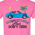 thumbnail image 4 of Inktastic Convertible Hair Don't Care with Brown Hair and Blue Car T-Shirt, 4 of 5