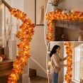 thumbnail image 4 of Xuyuer Halloween Maple Leaf Pumpkin Rattan, 78 Inch Garland with White Light String For Door Wall Display, Thanksgiving Courtyard Decor Gift, 4 of 4