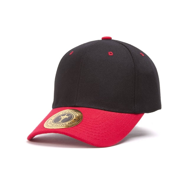Top Headwear 12-Pack Adjustable Baseball Hat - Black/Red