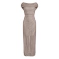 thumbnail image 5 of RFQWOVSR Womens Draped Neck Ruched Maxi Dress Elegant Flowing Silhouette Gown M, 5 of 5