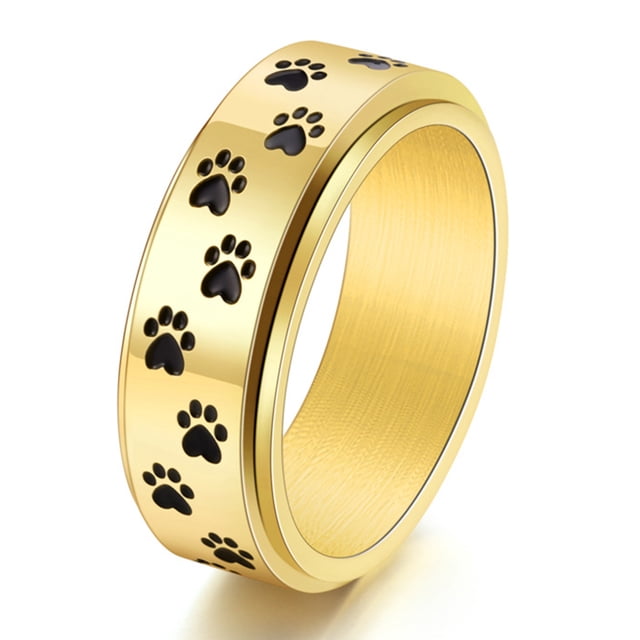 Anillo de bodas estilo garra de perro con forma giratoria de acero inoxidable