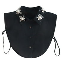 Odeerbi Chiffon Fake Collar for Women False Collar Solid Color Detachable Collar Blouse Half Shirts Faux False Collar Black