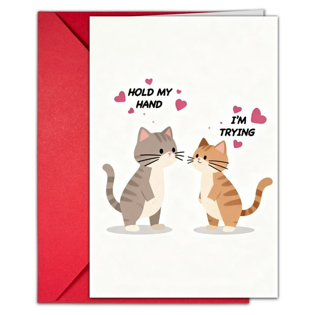 Valentine's Day Gift Card C, Valentine's Day Couple Card Set: Fun Handwritten Love Cards + Envelopes Creative for Expressing Love Holiday Greetings Stationery., 1 Greeting Card 1 Envelope