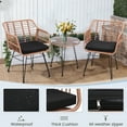 thumbnail image 3 of TUAREX 3 Piece Wicker Patio Bistro Furniture Set, Rattan Chairs & Tempered Glass Table, Outdoor Patio Furniture for Balcony, Porch, Apartment, Natural, 3 of 6