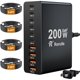 thumbnail image 1 of wonima44 USB C Charging Station 10 Port with 4 USB Cables, 200W GaN Type C Charger Block, Wall Charger Power Strip Adapter Plug for iPad iPhone17 16 15 14 13 12 Pro Max Pixel Note Galaxy, 1 of 1