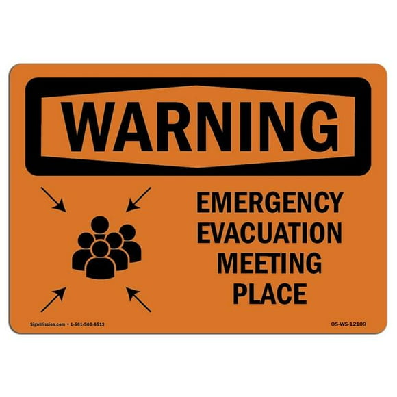 SignMission OS-WS-A-1218-L-12109 12 x 18 in. OSHA Warning Sign - Emergency Evacuation Meeting Place with Symbol