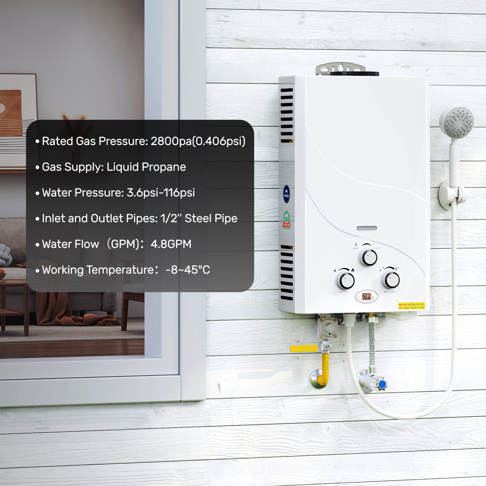 TCFUNDY LPG 36KW Instant Water Heater for Home, 18L Capacity with Automatic Ignition