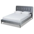 thumbnail image 4 of Baxton Studio Ingrid Glam and Luxe Silver Grey Velvet Fabric Upholstered King Size Platform Bed, 4 of 10