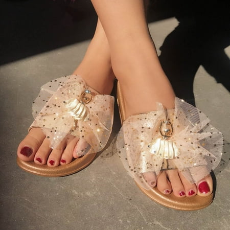 

absuyy Women s Slide Sandals- Flip-flops Open Toe Casual New Style Ankle Strap Summer Flat Slide Sandals #581 Rose Gold-38Plus