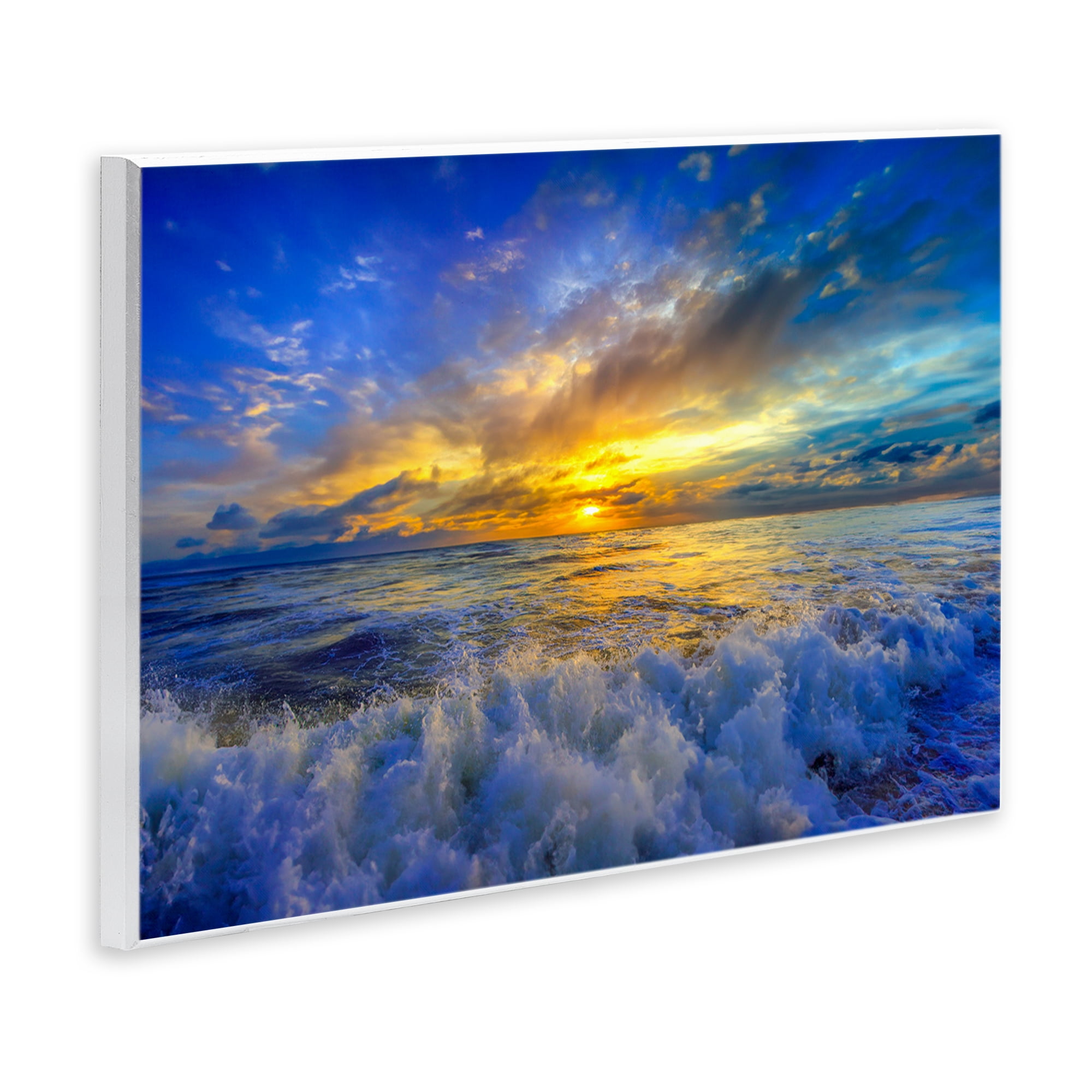 Stupell Industries Golden Blue Sunset over Waves Wall Plaque Art, design by Eszra Tanner
