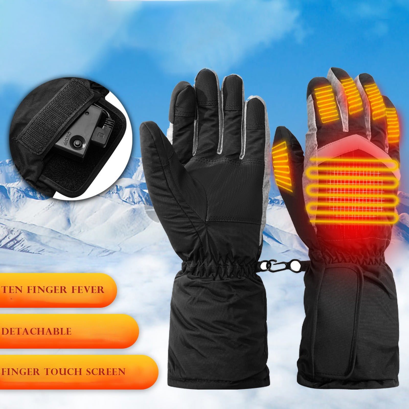 ZUKMRJPC Heated Gloves for Men Windproof Waterproof Rechargeable Heated Gloves Winter for Outdoor Working Hiking Motorcycling Cycling Skiing