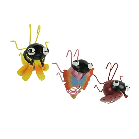 Gerson Metal Insect Flower Pot Hanger Bumble Bee Ladybug Butterfly (Set of 3)