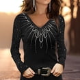 thumbnail image 3 of Womens Tops Long Sleeved Fashion Sequin Print Pullover Loose V Neck T Shirt Top Long Sleeve Shirts For Women, 3 of 3