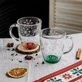 thumbnail image 3 of STP GOODS Snowfall Glass Mug Set of 4 pcs 11.8 fl oz (350 ml) Tea Mugs for Hot Beverages Coffee and Tea Mugs for Latte Cocoa Chocolate Glass Drinkware, Service for 4, Red, 3 of 4