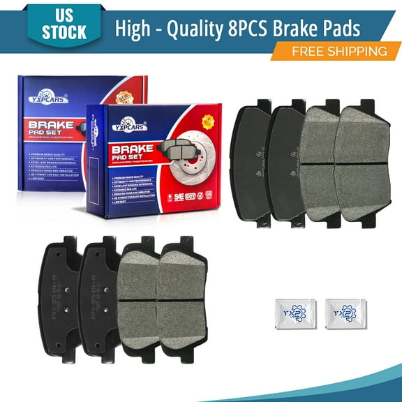 YXPCARS Front Rear Ceramic Brake Pads (P-1432, P-1916), Brake Pads Set for Hyundai Santa Fe Sport 2003 - 2018 2.0L & 2.4L, KIA Sorento 2014 - 2020 All Models