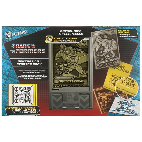 Exquisite Gaming: Digiplate Starter Pack - Transformers: Generation 1 - 3 Collectible Metal Cards & Phone Stand, Copper-Gold-Silver Image Plates