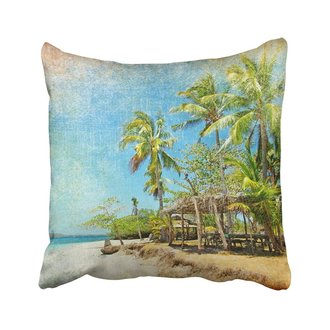 ARTJIA Blue Hawaii Tropical Beach Retro d Vintage Coconut Island Tree