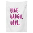 thumbnail image 3 of Ambesonne Live Laugh Love Tablecloth Rectangular Table Cover, Positive Words, 60"x90", Purple White, 3 of 4