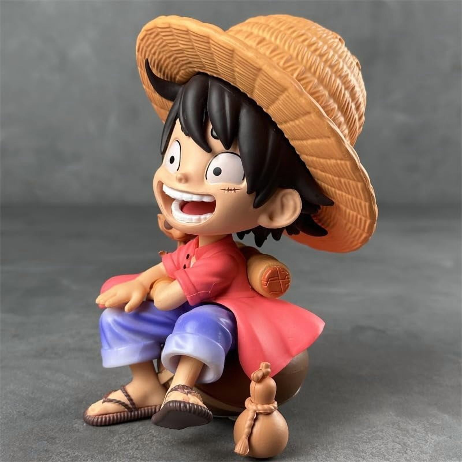 Newly Luffy Zoro Figure Q Version Sitting and Laughing Luffy Zoro Figures Desktop Ornaments PVC Action Statue Model Figure (Luffy)