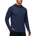 thumbnail image 3 of Mens UPF 50+ Sun Protection Jacket Hooded Long Sleeve Lightweight Quick Dry Fashion Athletic Top with Pockets and Thumb Hole Navy XL, 3 of 8