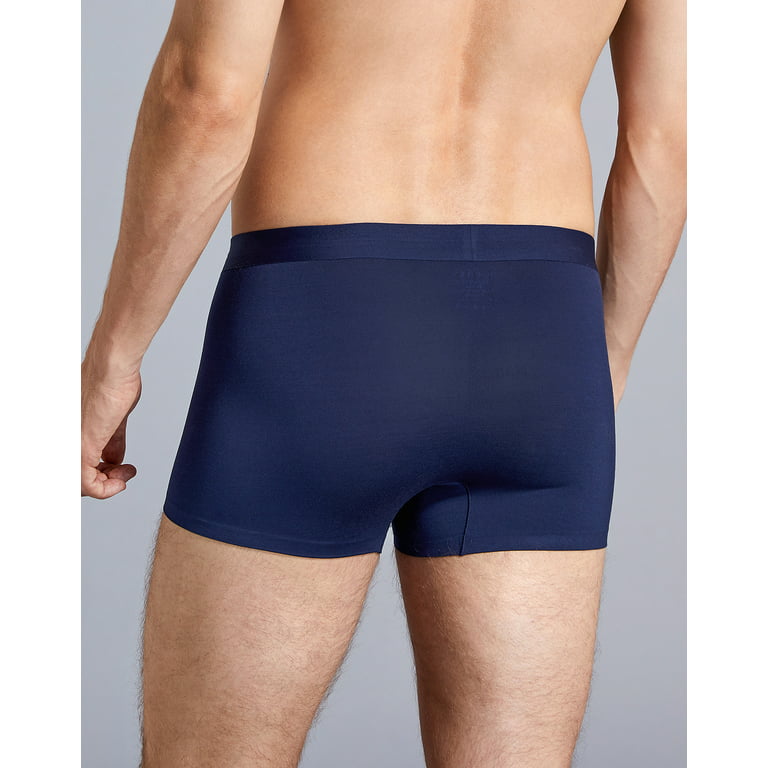 INNERSY Men's Micro Modal Boxer Briefs No Show Short Leg Trunks Underwear 3  Pack (L, Dark Crimson/Navy/Saxony Blue)